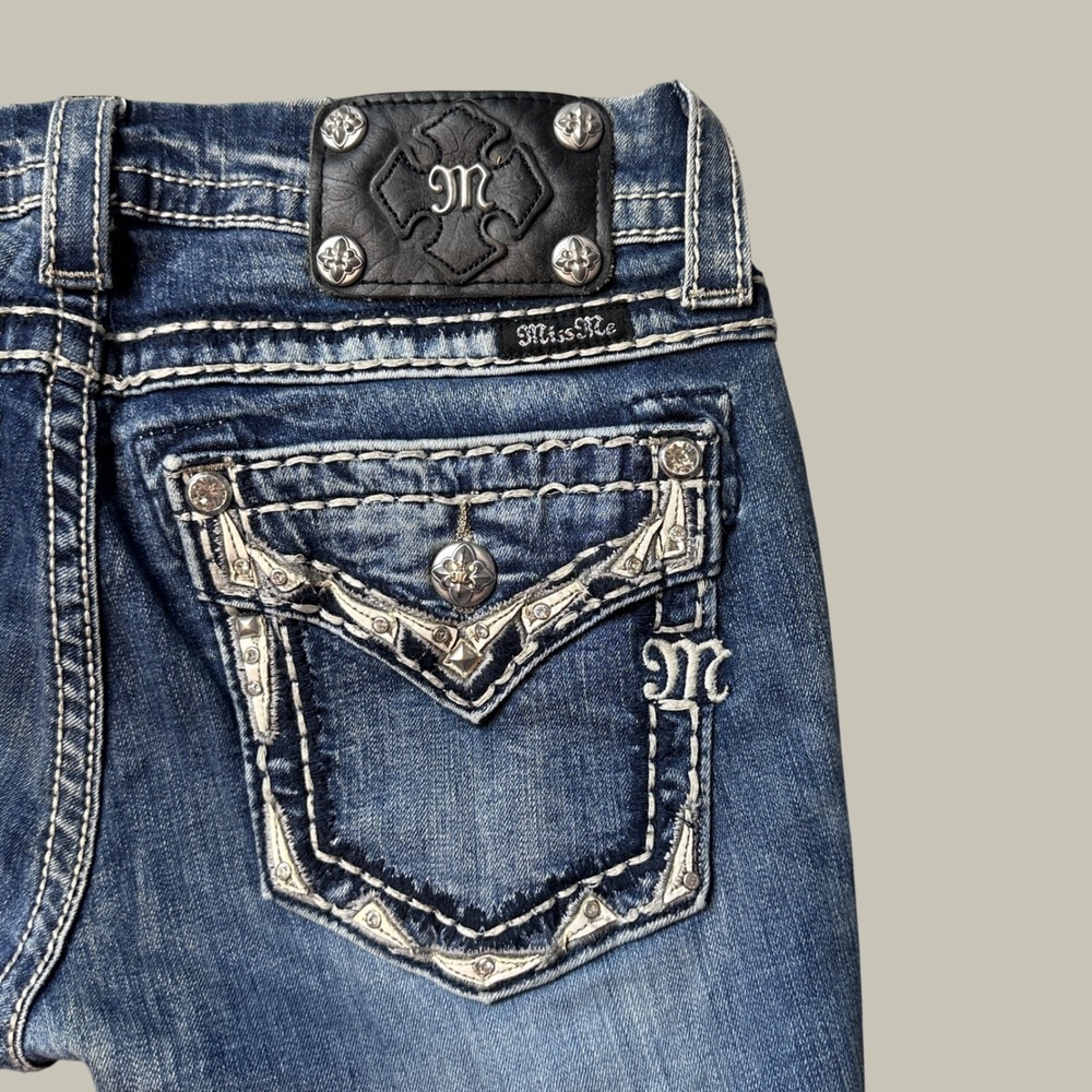 Miss Me Jeans Womens 28 Slim Boot Blue JE5880SB3R Embellished Flap Pocket GOOD